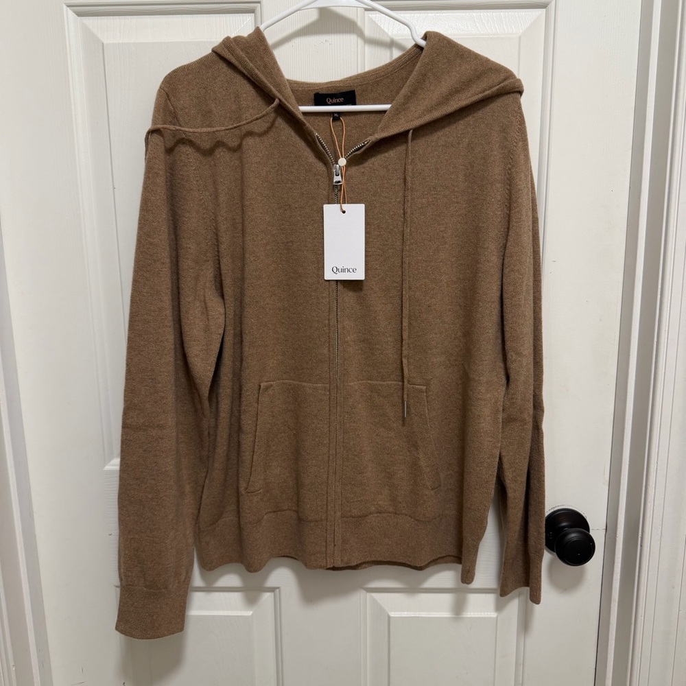 Quince Mongolian Cashmere Full-Zip Hoodie In Teak XL - Picture 2 of 7